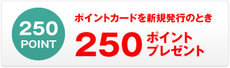 ポイントカードを新規発行のとき250ポイントプレゼント